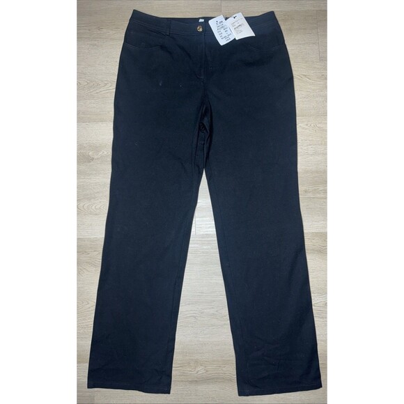 St. John Sport Women's Black Cotton Blend Pants Jeans Stretch Size 14 USA - Picture 2 of 7